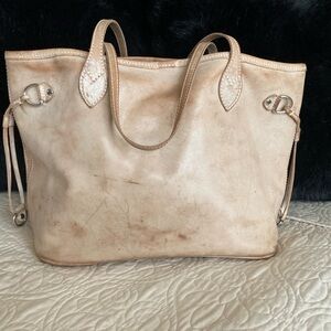 Freebird Elegant Cream Distressed Tote Bag